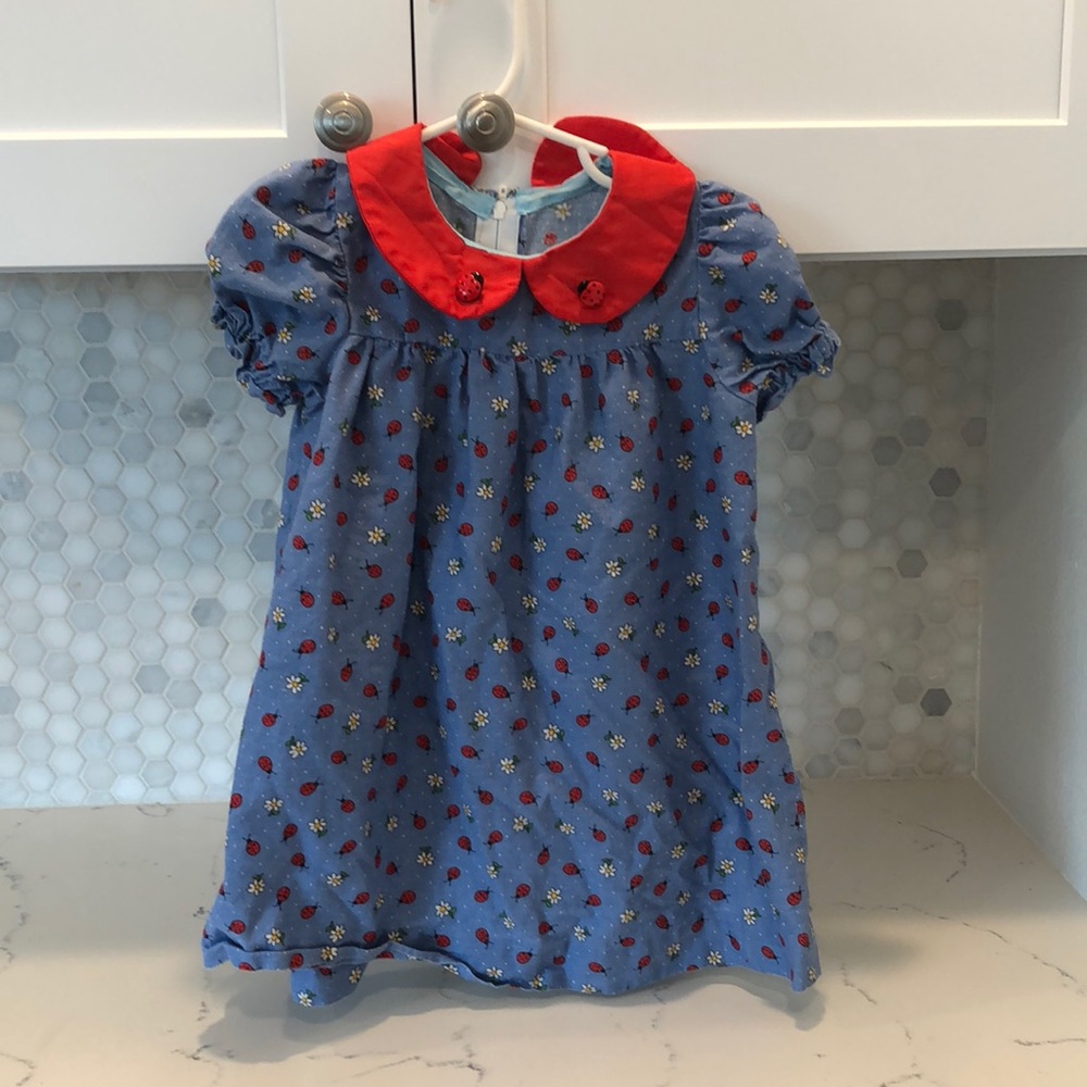 Vintage Ladybug girl dress handmade size 2t